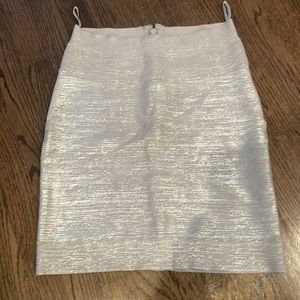 Herve Leger Silver textured Skirt SZ M